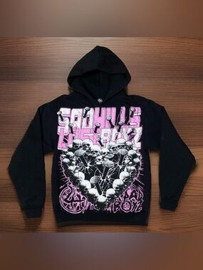 Lost Hills x Sad Boys Collaboration Hoodie Front And Back Graphic Prints Size S